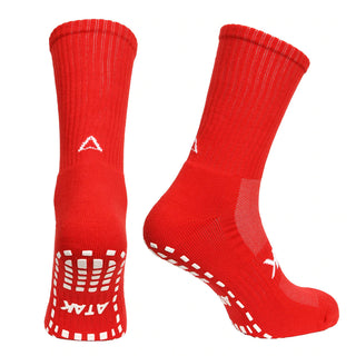 Atak Sports Shox Grip Midleg Football Socks Red and White