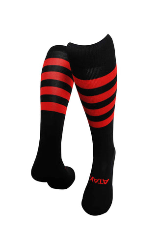 Atak Sports High Performance Comfort Fit Football Socks Black and Red