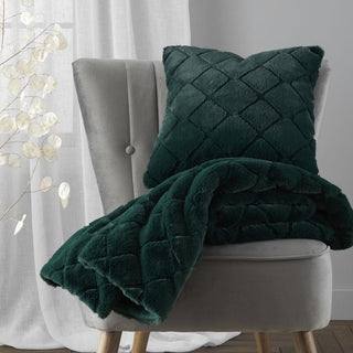 Catherine Lansfield Cosy Diamond Filled Cushion Bottle Green