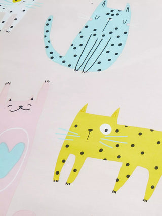 Catherine Lansfield Cute Cats Reversible Duvet Cover Pink